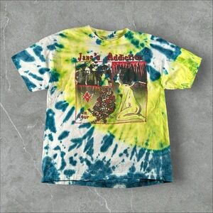 Vintage Janes Addiction Shirt Mens XL Green‎ 90s Tye Dye On Tour El Ritual Rare